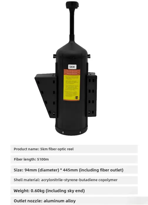 Droni dotati di bobine in fibra ottica per gittata di 3 km, 5 km, 10 km, 15 km, 20 km, 30 km, 40 km.