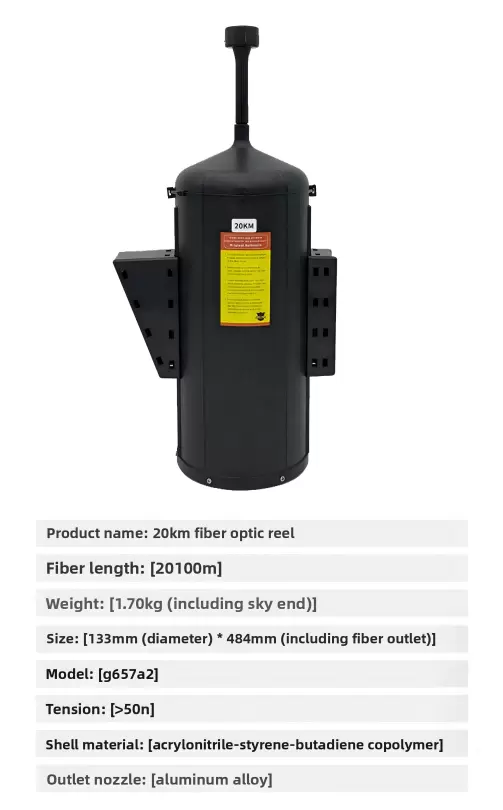 Droni dotati di bobine in fibra ottica per gittata di 3 km, 5 km, 10 km, 15 km, 20 km, 30 km, 40 km.