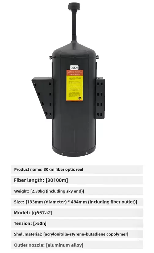 Droni dotati di bobine in fibra ottica per gittata di 3 km, 5 km, 10 km, 15 km, 20 km, 30 km, 40 km.